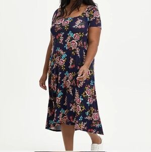 Floral Navy Super Soft Midi Dress